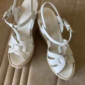NIB YSL Tribute Wedge Sandals White 37.5